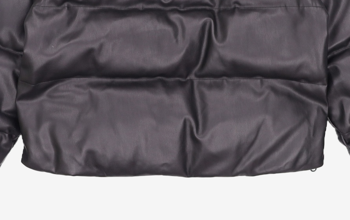 그루브라임(GROOVE RHYME) LEATHER SHORT DOWN PADDING (BLACK) [LRSWCUW914M] S