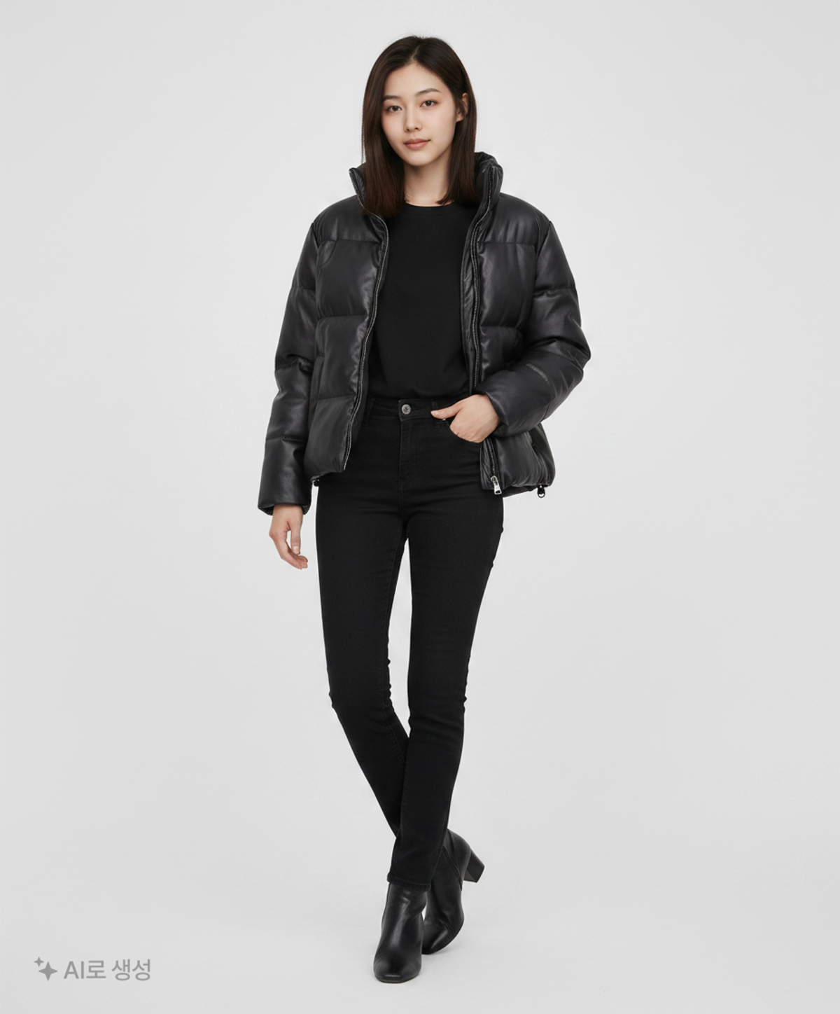 그루브라임(GROOVE RHYME) LEATHER SHORT DOWN PADDING (BLACK) [LRSWCUW914M] S