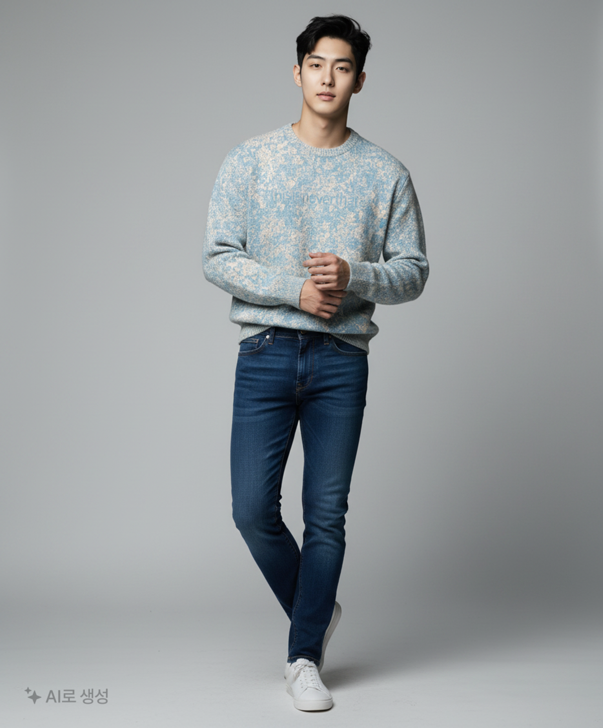 디스이즈네버댓(THISISNEVERTHAT) Pixel Sweater Ivory/Blue L