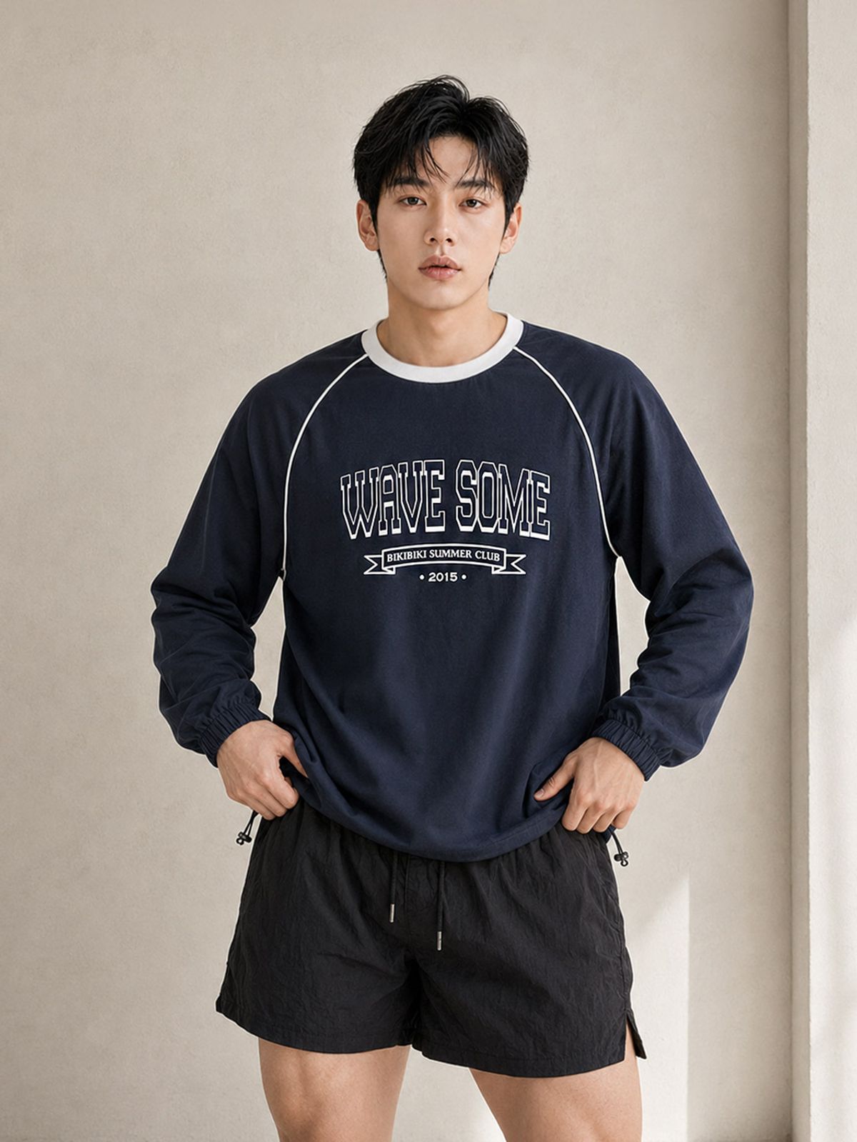 비키비키(BIKIBIKI) 남성용 코스트 루즈핏 스트링 래쉬가드