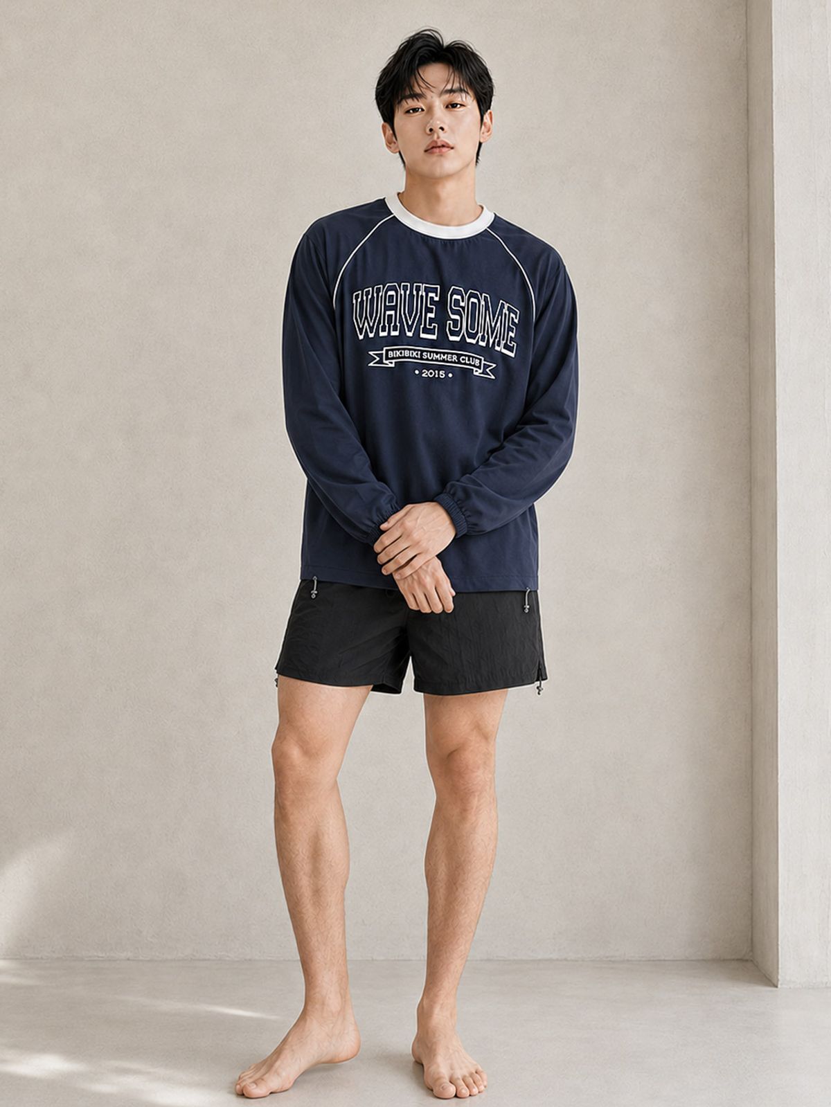 비키비키(BIKIBIKI) 남성용 코스트 루즈핏 스트링 래쉬가드