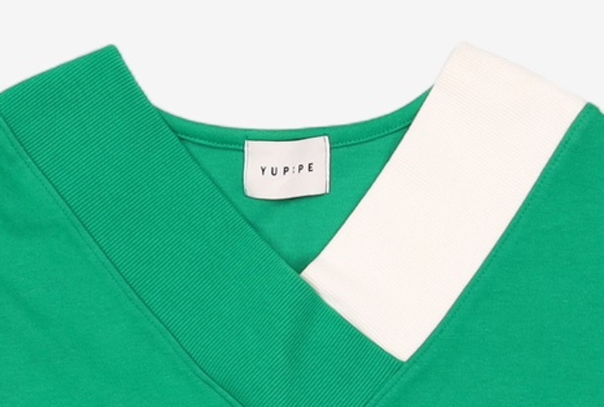 엽페(YUPPE) color neck T-shirts_green FREE