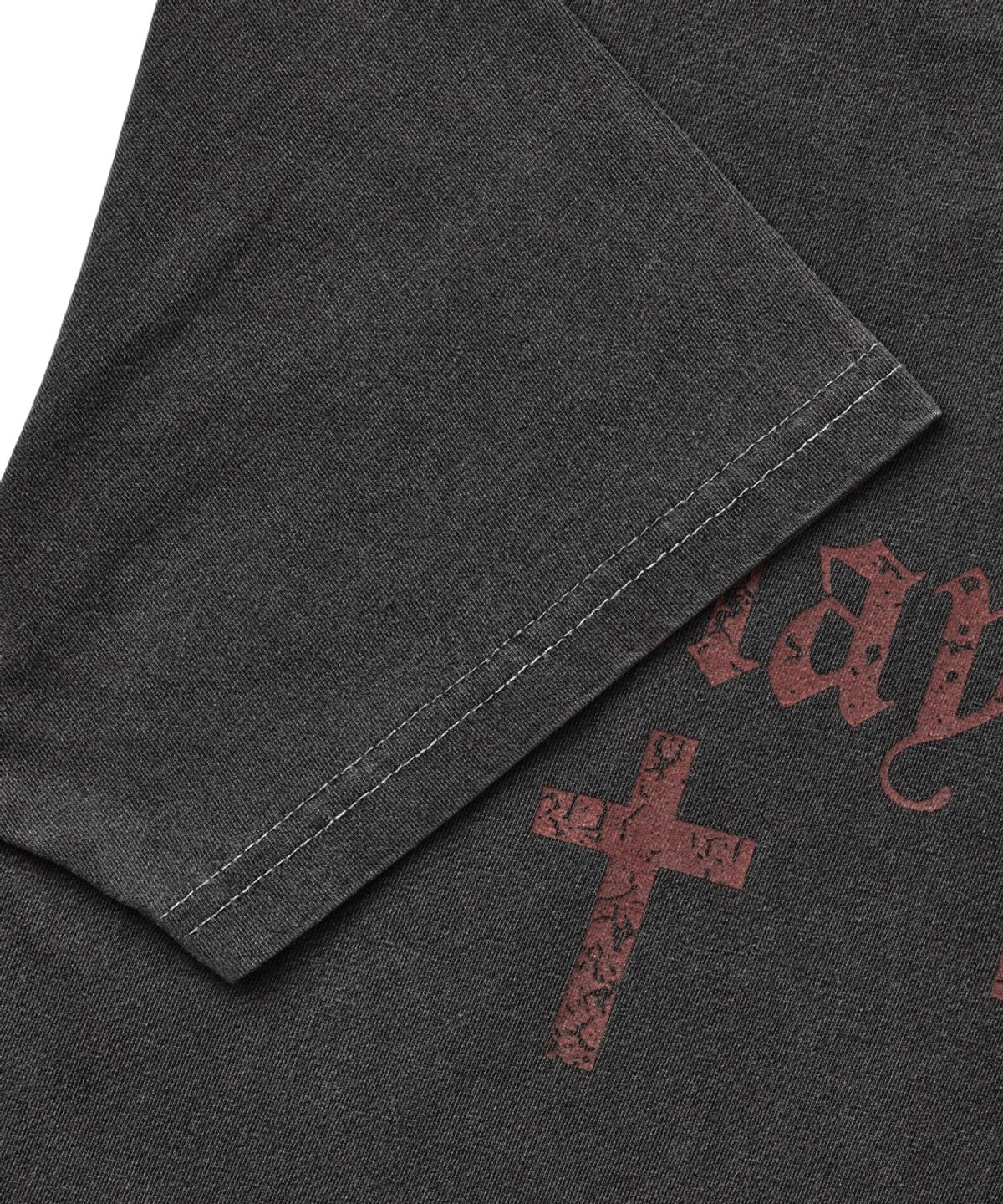 르렌느(LERENNE) Three Cross Crop T-Shirt - Charcoal