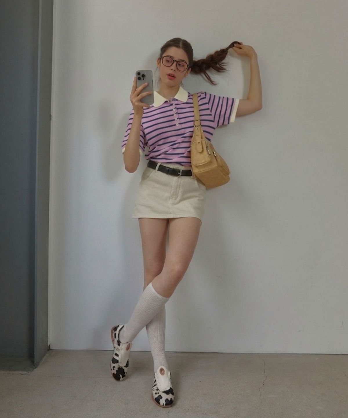 아노에틱(ANOETIC) ANC STRIPE RUGBY HALF T-SHIRT_LAVENDER