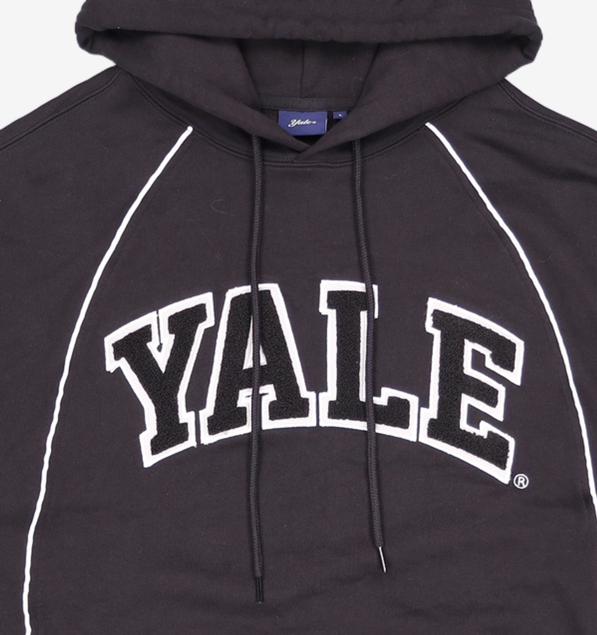 예일(YALE) 3 TONE BOUCLE ARCH PIPING HOODIE BLACK L