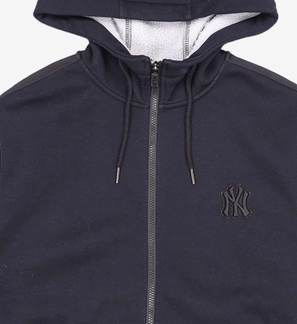 엠엘비(MLB) 플리스 라운드 테잎 뉴욕양키스 후드 집업(BLACK) S