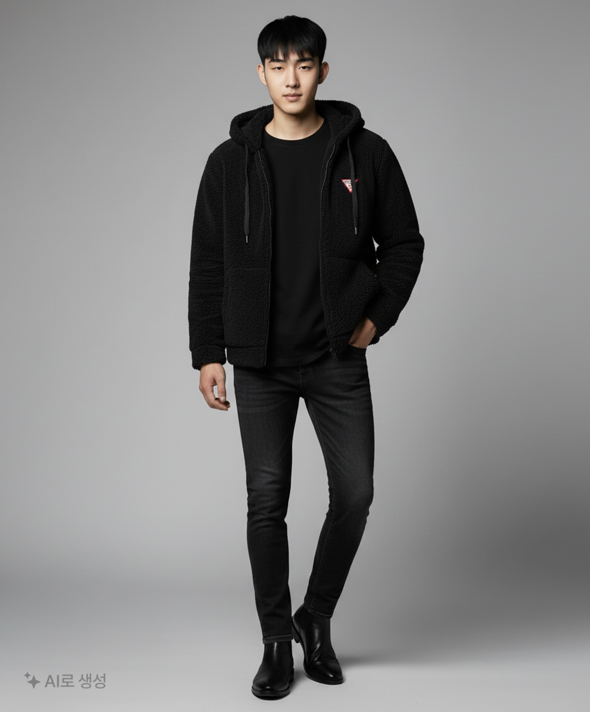 게스(GUESS) 남성 뽀글이 후드집업 M