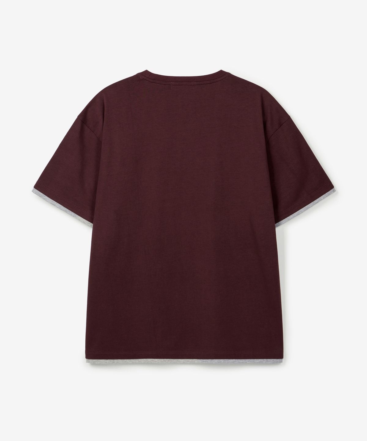 티엔지티(TNGT) Layered Roll-Up Cropped T-Shirt (Burgundy) TNTS6E217D2