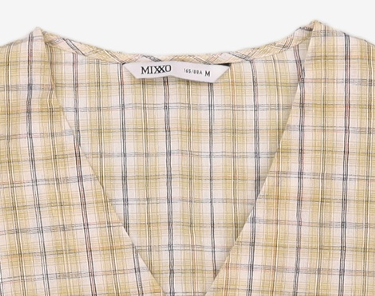 미쏘(MIXXO) 브이넥 밴딩 크롭 블라우스 MIWBWB815C M