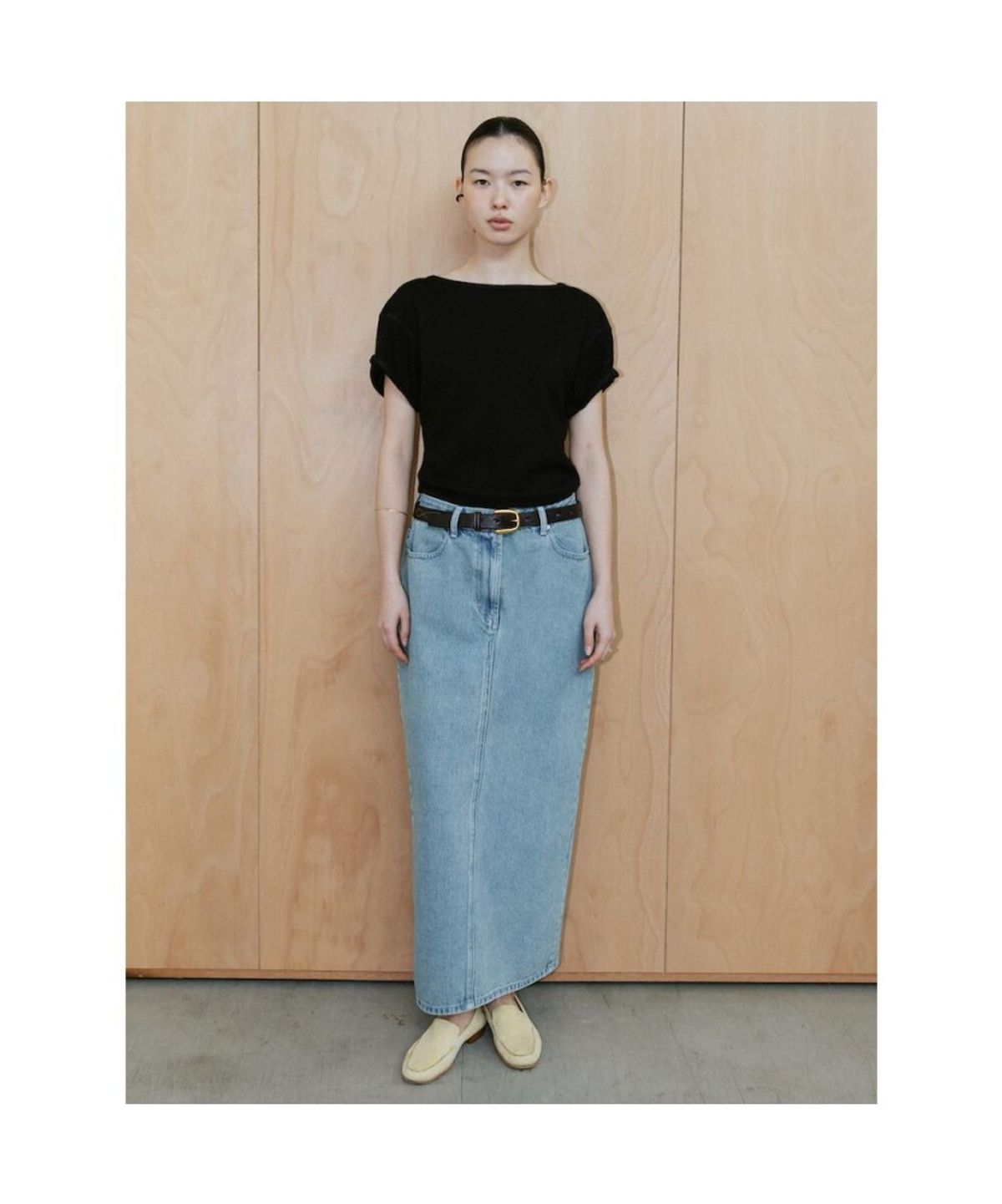 디애퍼처(THE APERTURE) 90s Waffle Half Sleeve Top  Black (TA6742A075)