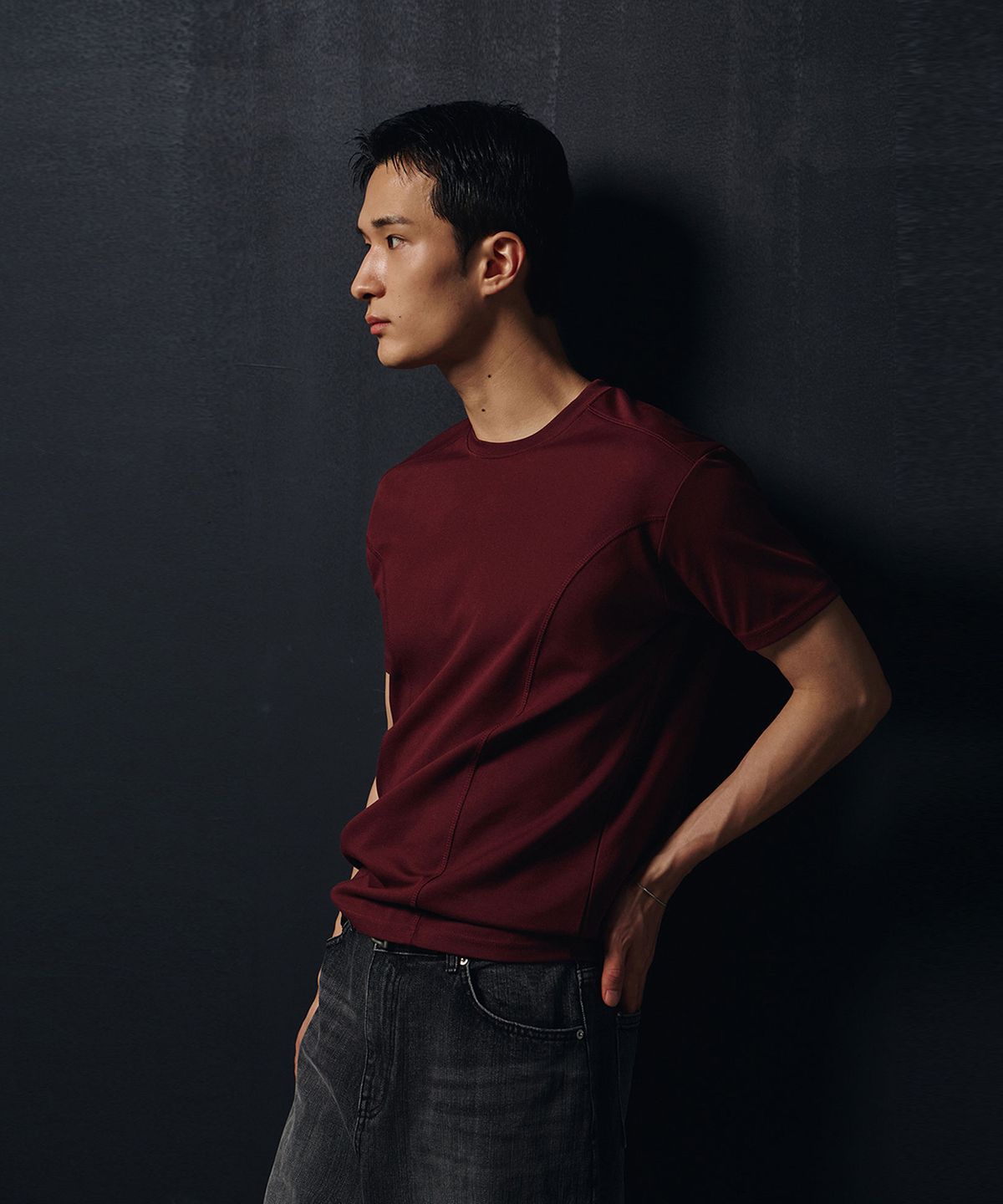 로랑서울(LAURANTSEOUL) Cool curve half t-shirts(Burgundy)