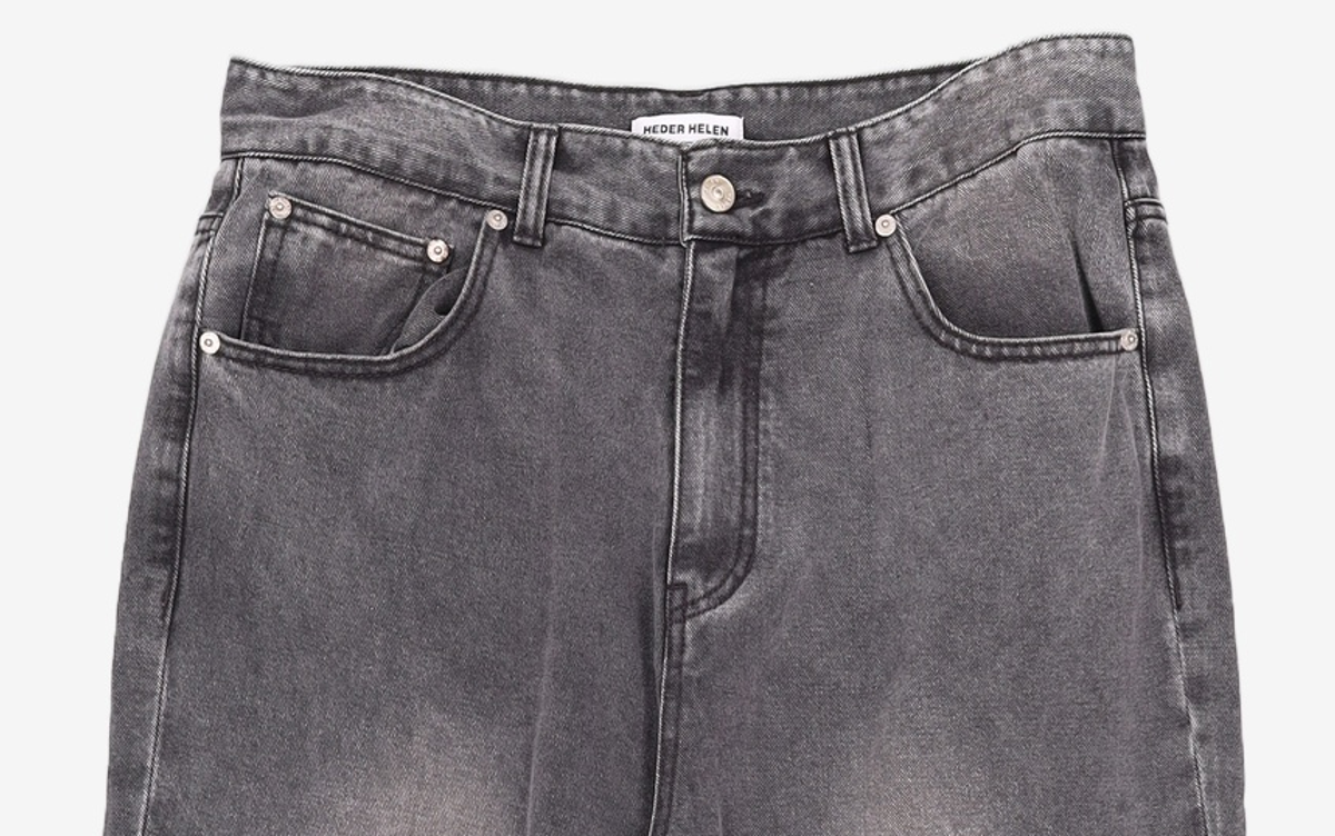 헤더헬렌(HEDER HELEN) Cut timber denim pants washed grey L