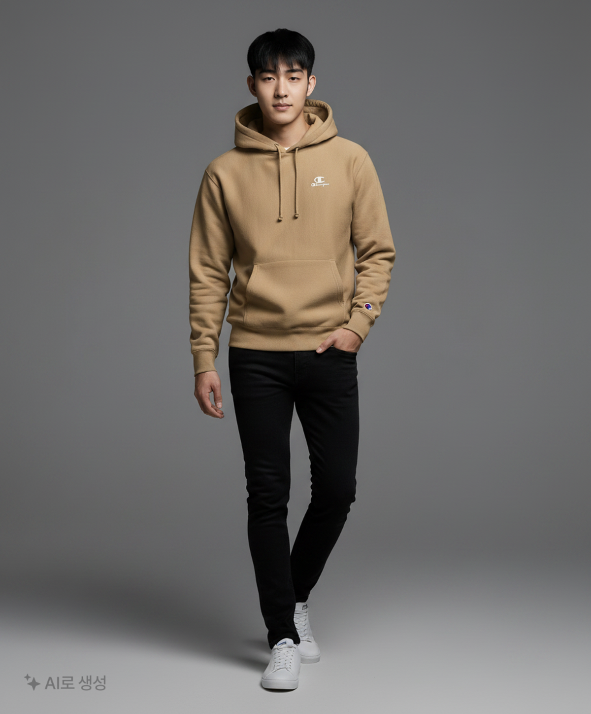 챔피온(CHAMPION) [US] C+Champion 로고 8.5oz Classic Fleece 기모 후드티셔츠 (DARK BEIGE) CKTS1F601I3 S