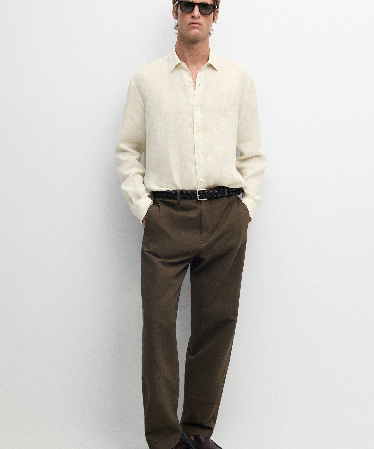 마시모두띠(MASSIMO DUTTI) 100% 린넨 레귤러 핏 셔츠