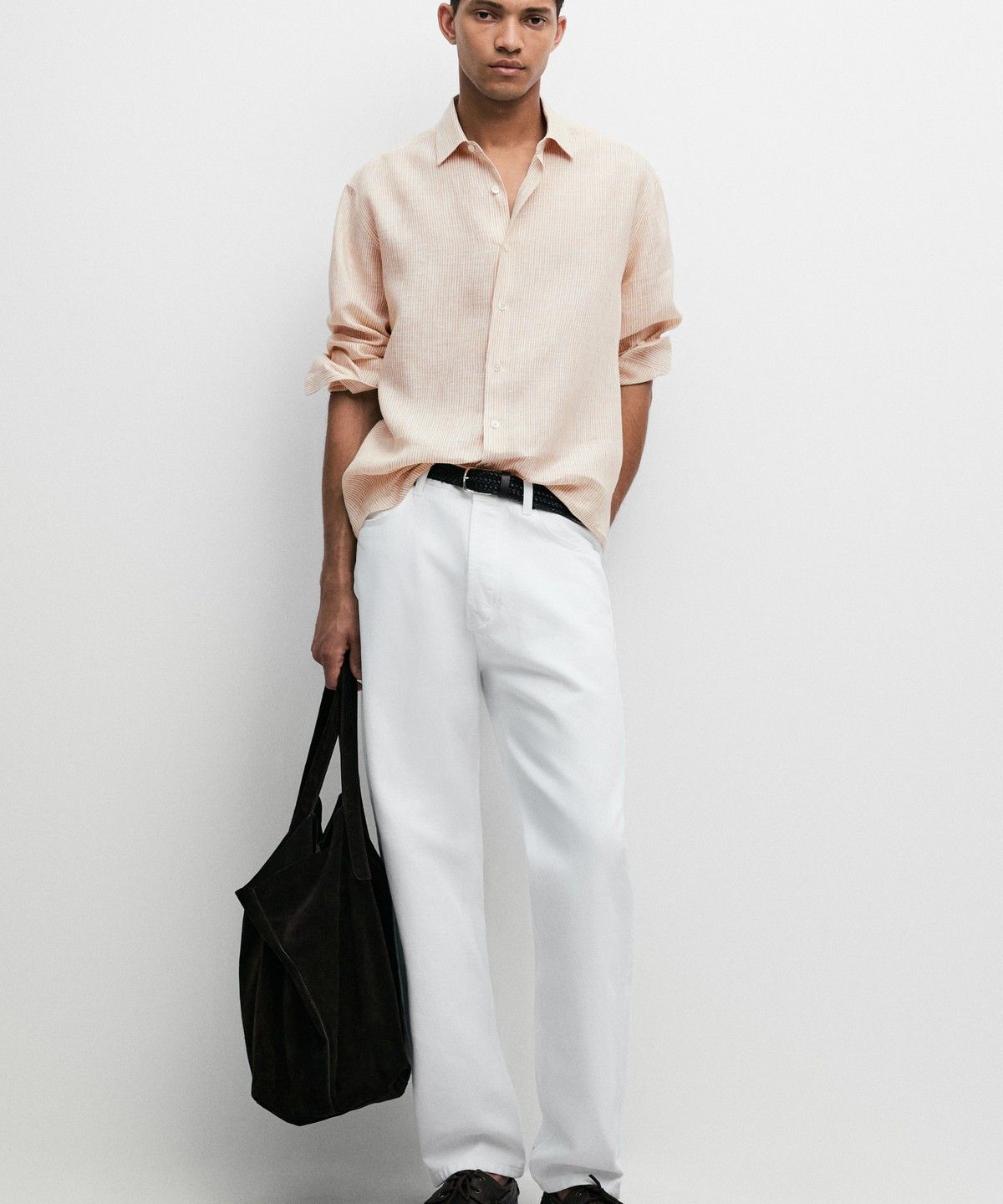마시모두띠(MASSIMO DUTTI) 100% 린넨 스트라이프 레귤러 핏 셔츠
