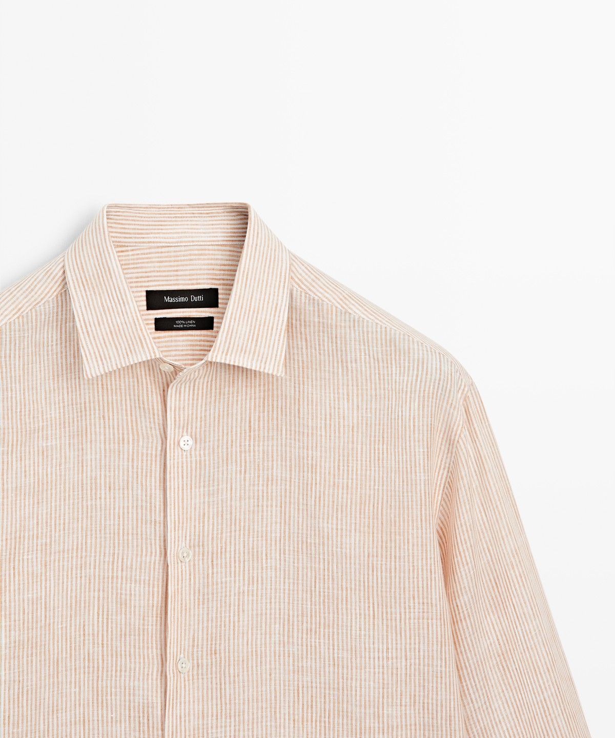 마시모두띠(MASSIMO DUTTI) 100% 린넨 스트라이프 레귤러 핏 셔츠