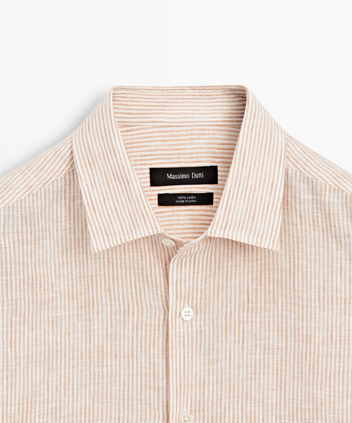 마시모두띠(MASSIMO DUTTI) 100% 린넨 스트라이프 레귤러 핏 셔츠