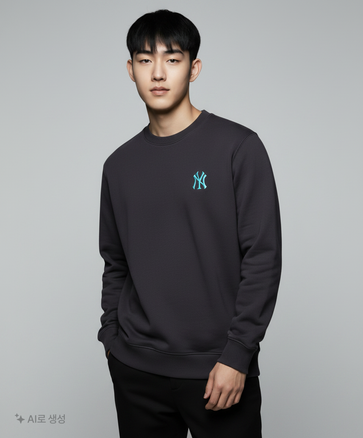 엠엘비(MLB) 베이직 백 빅로고 오버핏 맨투맨 NY (BLACK) M