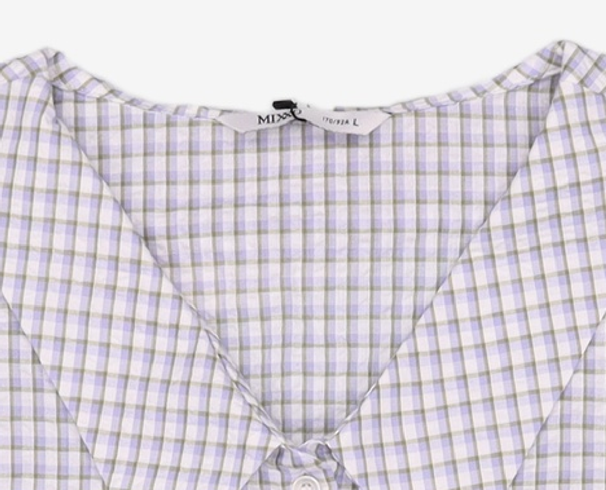 미쏘(MIXXO) 브이넥 카라 페플럼 블라우스 MIWBWB728G L