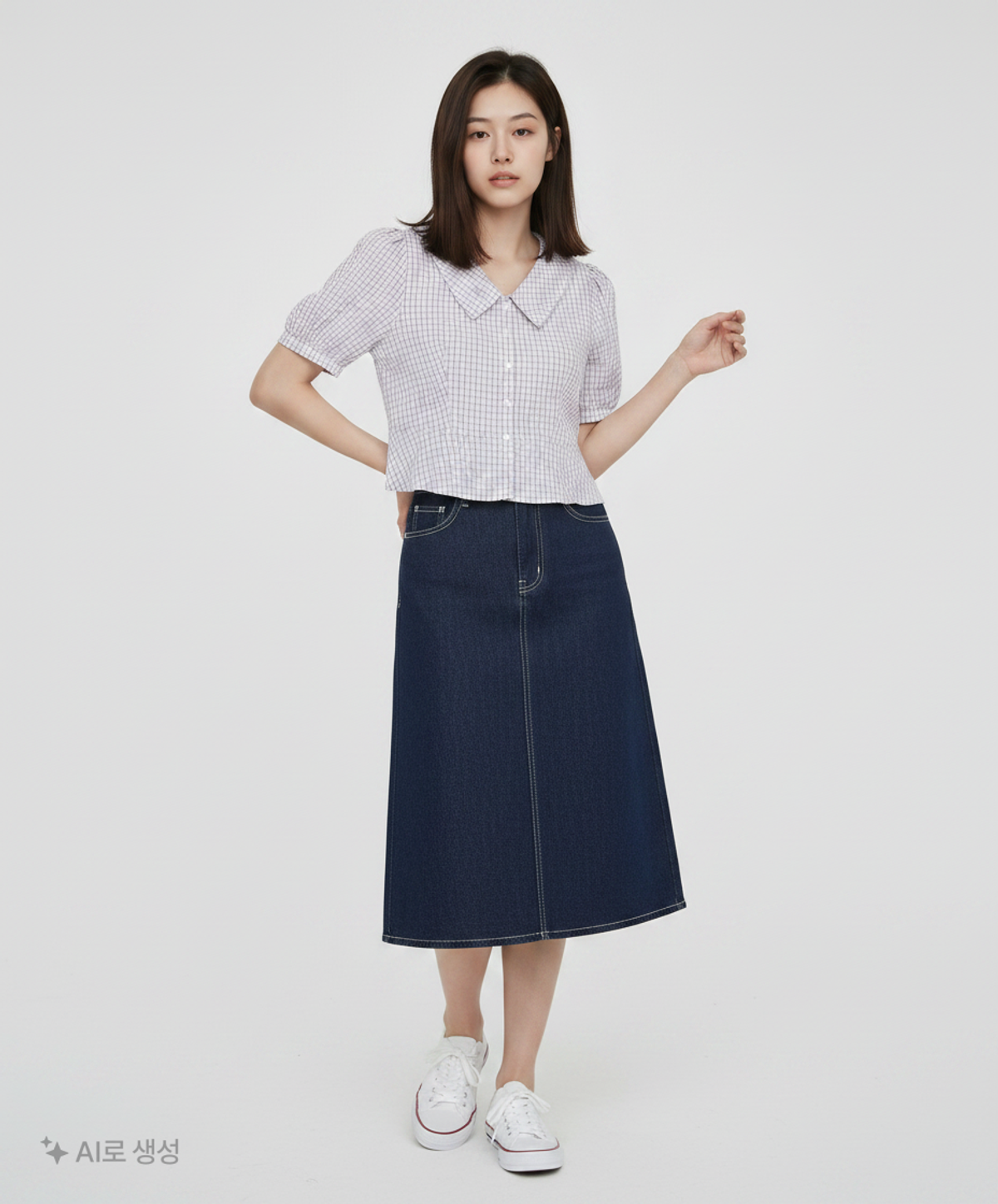미쏘(MIXXO) 브이넥 카라 페플럼 블라우스 MIWBWB728G L