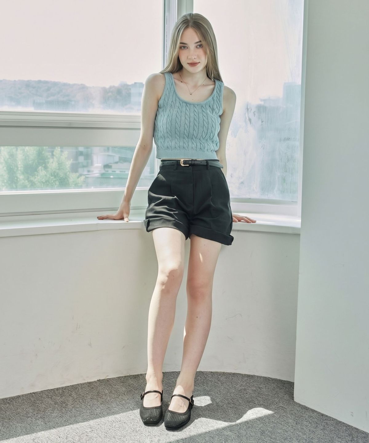 스퍼(SPUR) Roman Crystal Mesh Mule Sandal 뮬 샌들 4.5cm -VS9045 (2color)