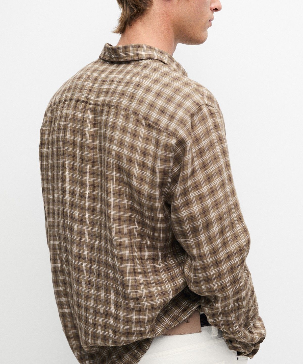 마시모두띠(MASSIMO DUTTI) 100% 린넨 레귤러 핏 체크 셔츠