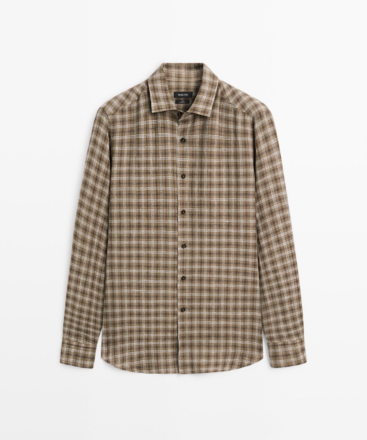 마시모두띠(MASSIMO DUTTI) 100% 린넨 레귤러 핏 체크 셔츠