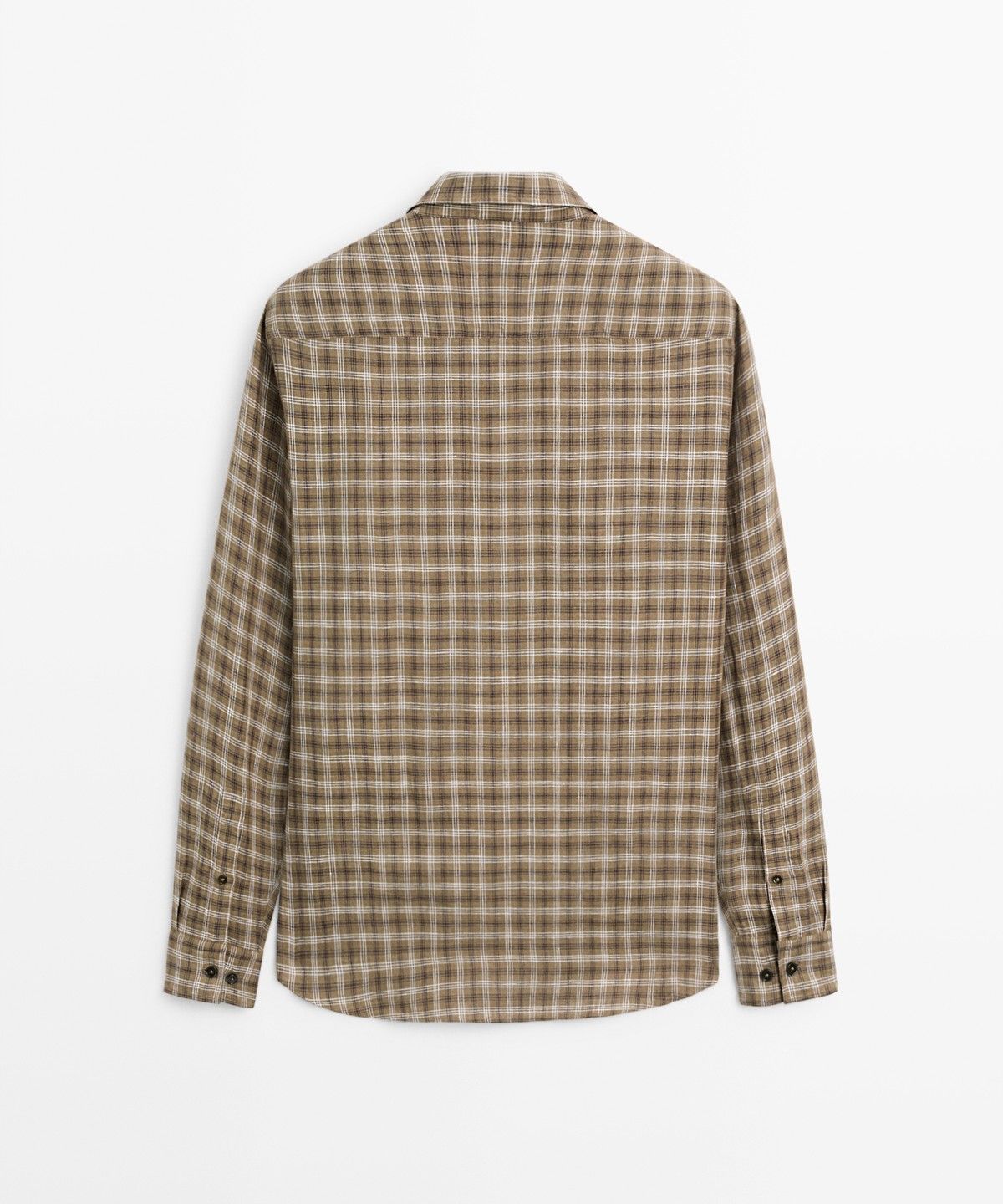 마시모두띠(MASSIMO DUTTI) 100% 린넨 레귤러 핏 체크 셔츠