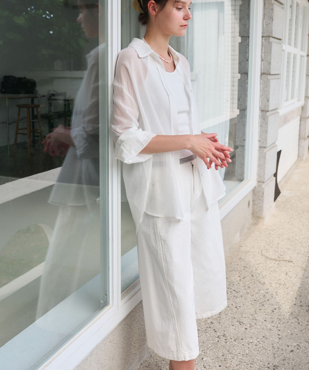 헤인트(HAINT) MERDIN DENIM BERMUDA PANTS 3COL_IVORY
