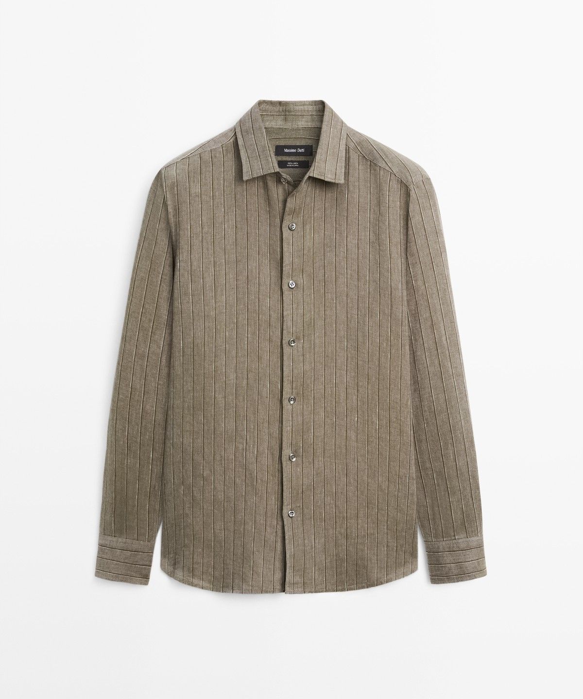 마시모두띠(MASSIMO DUTTI) 레귤러 핏 100% 린넨 스트라이프 셔츠