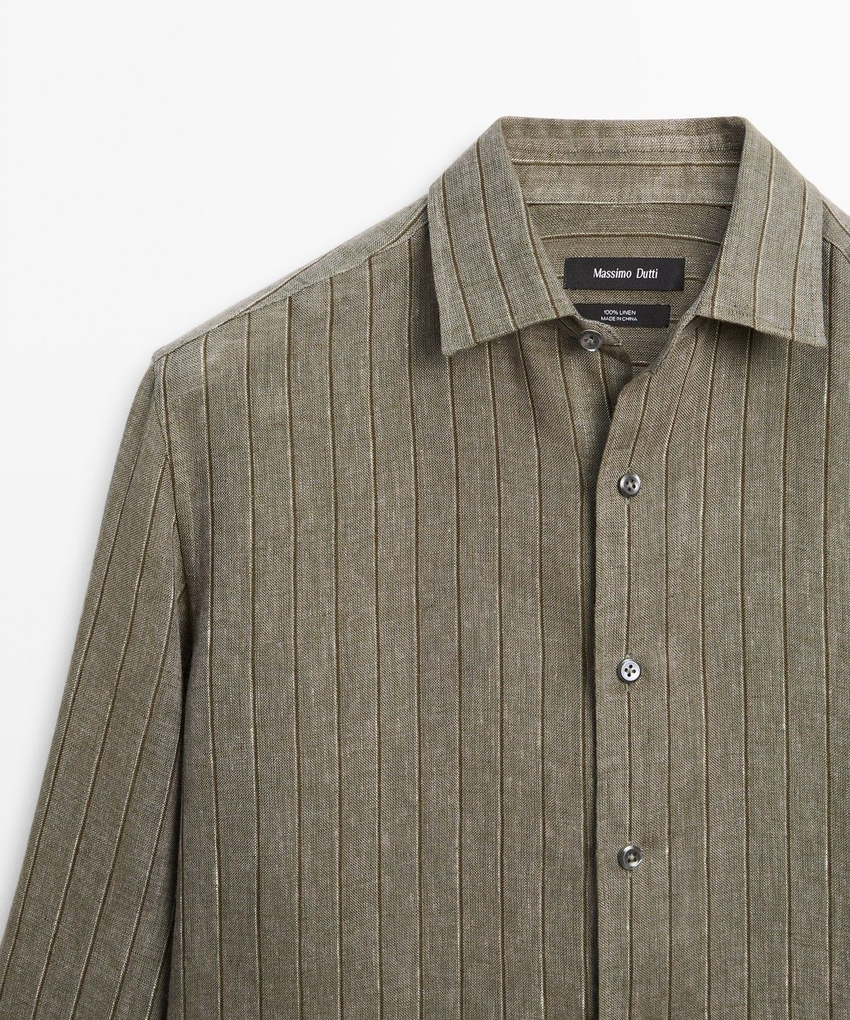 마시모두띠(MASSIMO DUTTI) 레귤러 핏 100% 린넨 스트라이프 셔츠