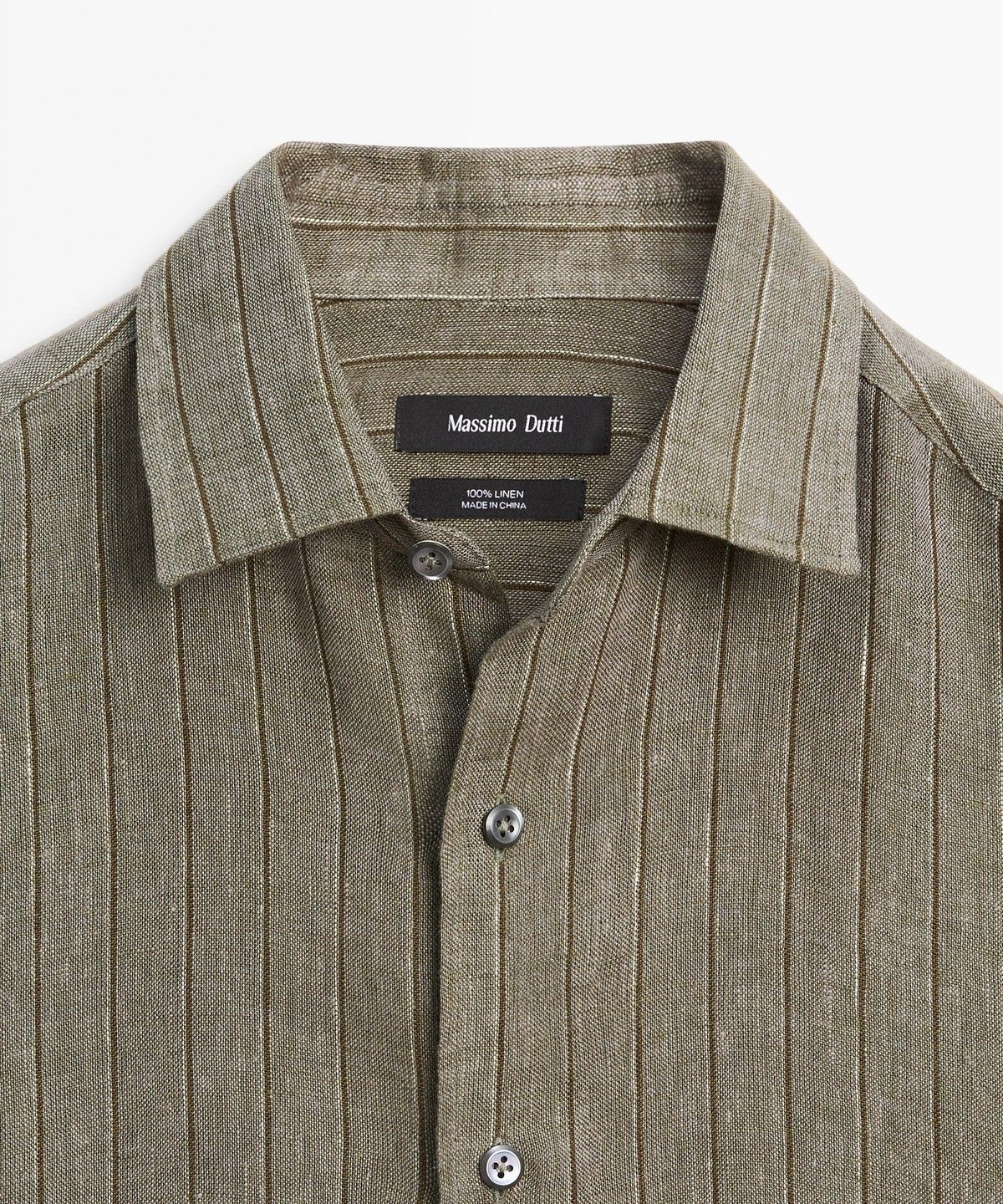 마시모두띠(MASSIMO DUTTI) 레귤러 핏 100% 린넨 스트라이프 셔츠