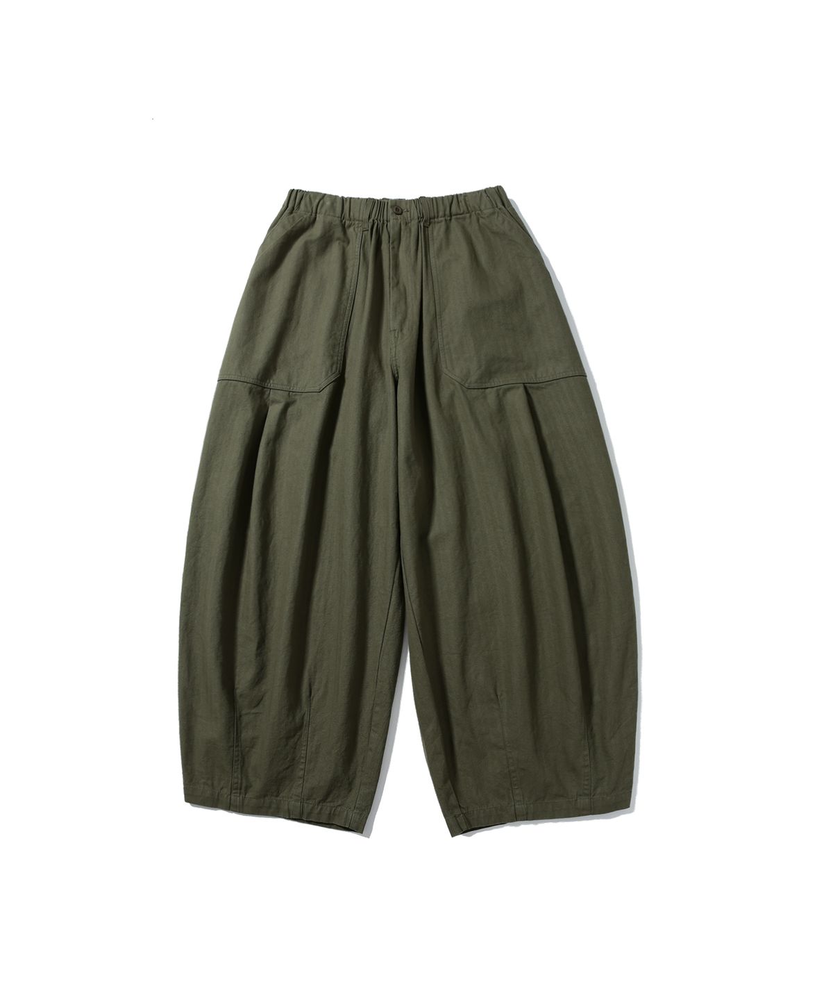 앵글런(ANGLAN) Herringbone Fatigue Balloon Pants - Khaki