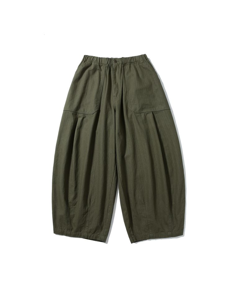 Herringbone Fatigue Balloon Pants - Khaki