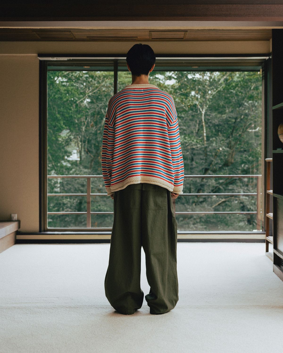 앵글런(ANGLAN) Herringbone Fatigue Balloon Pants - Khaki