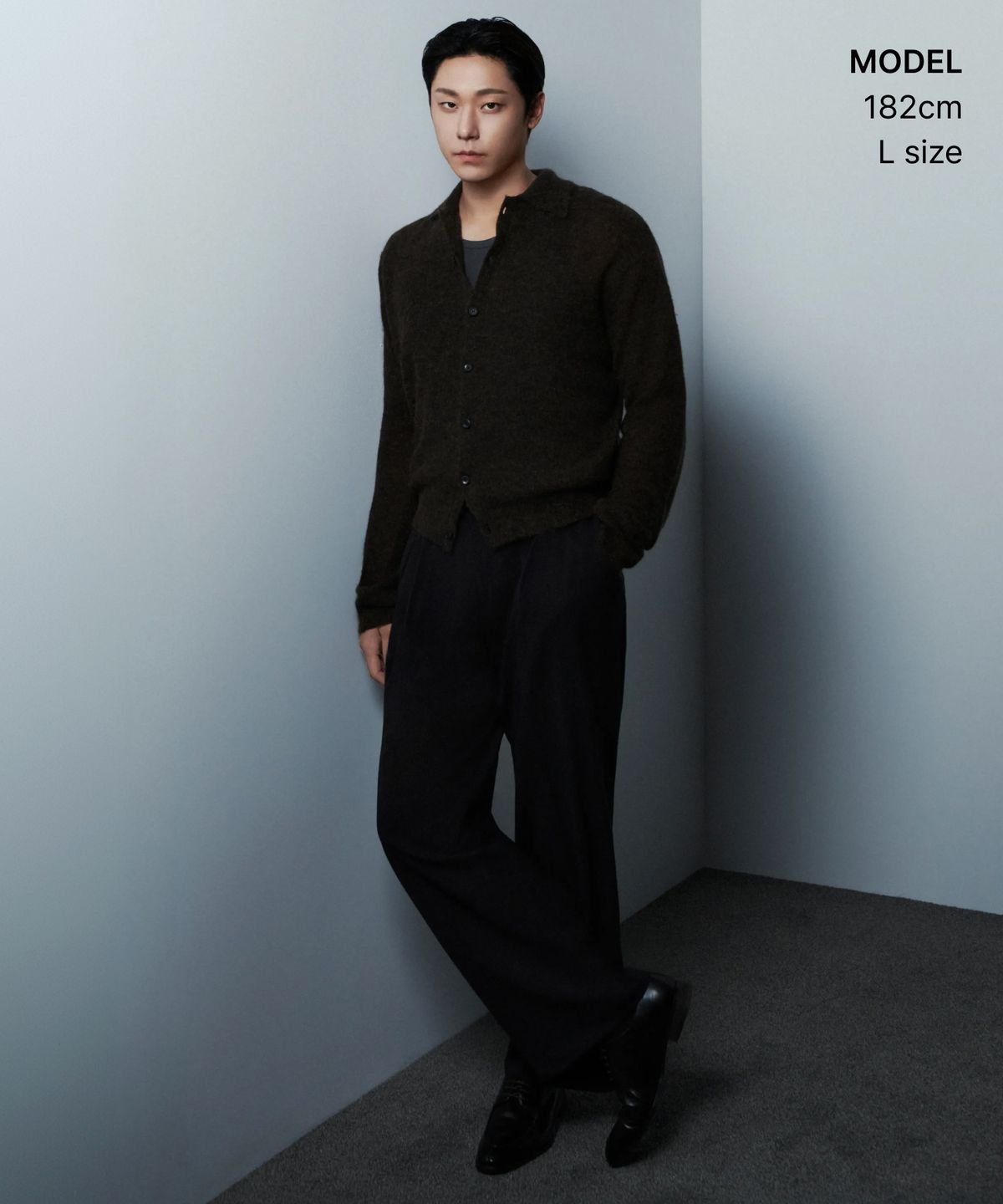 무신사 스탠다드(MUSINSA STANDARD) [플러스] 알파카 블렌드 칼라드 가디건 [브라운]