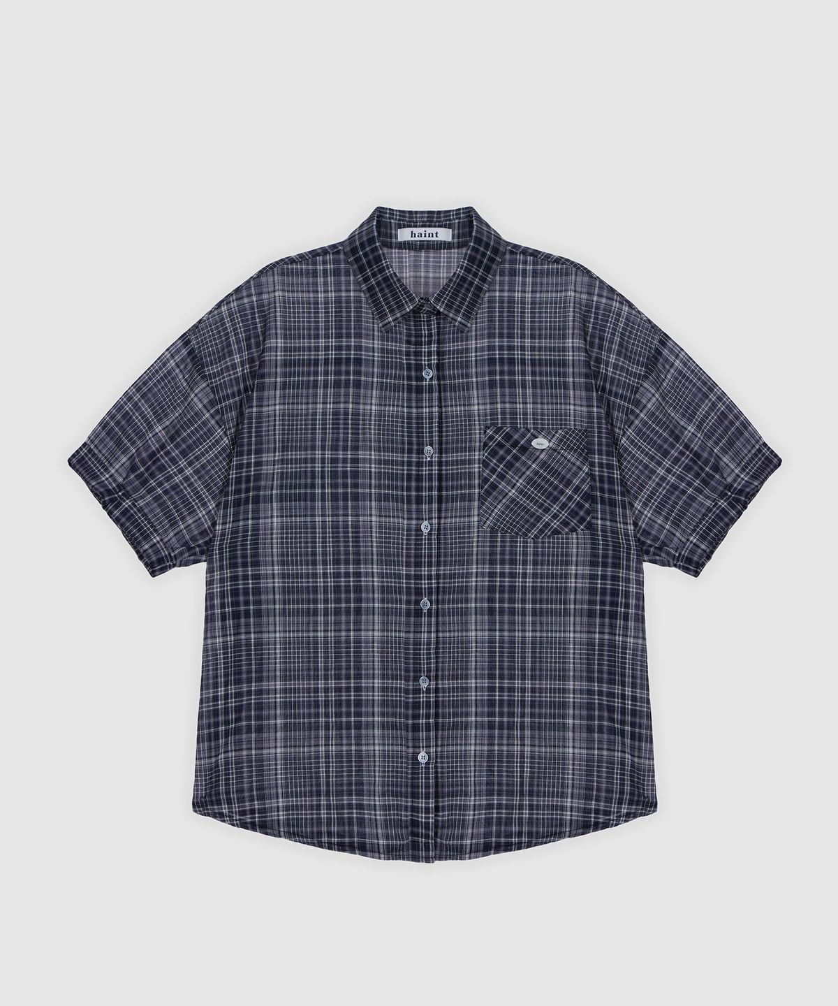 헤인트(HAINT) ADELLE CHECK ROLL-UP HALF SHIRT 2COL_NAVY