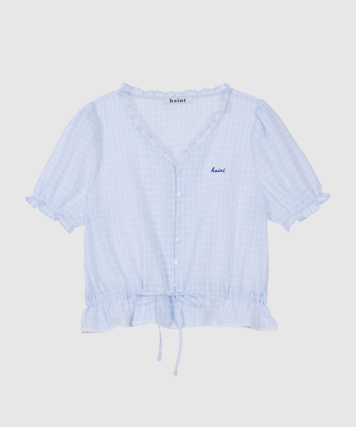 헤인트(HAINT) LIRIA CHECK STRING HALF SHIRT 2COL_LIGHT BLUE