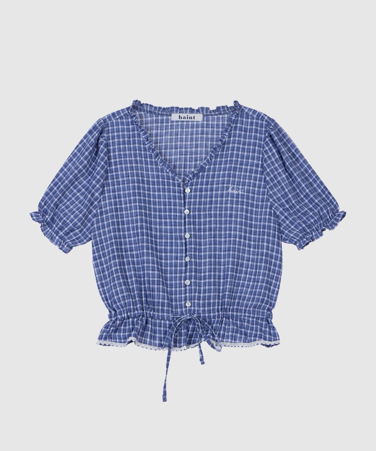 헤인트(HAINT) LIRIA CHECK STRING HALF SHIRT 2COL_NAVY