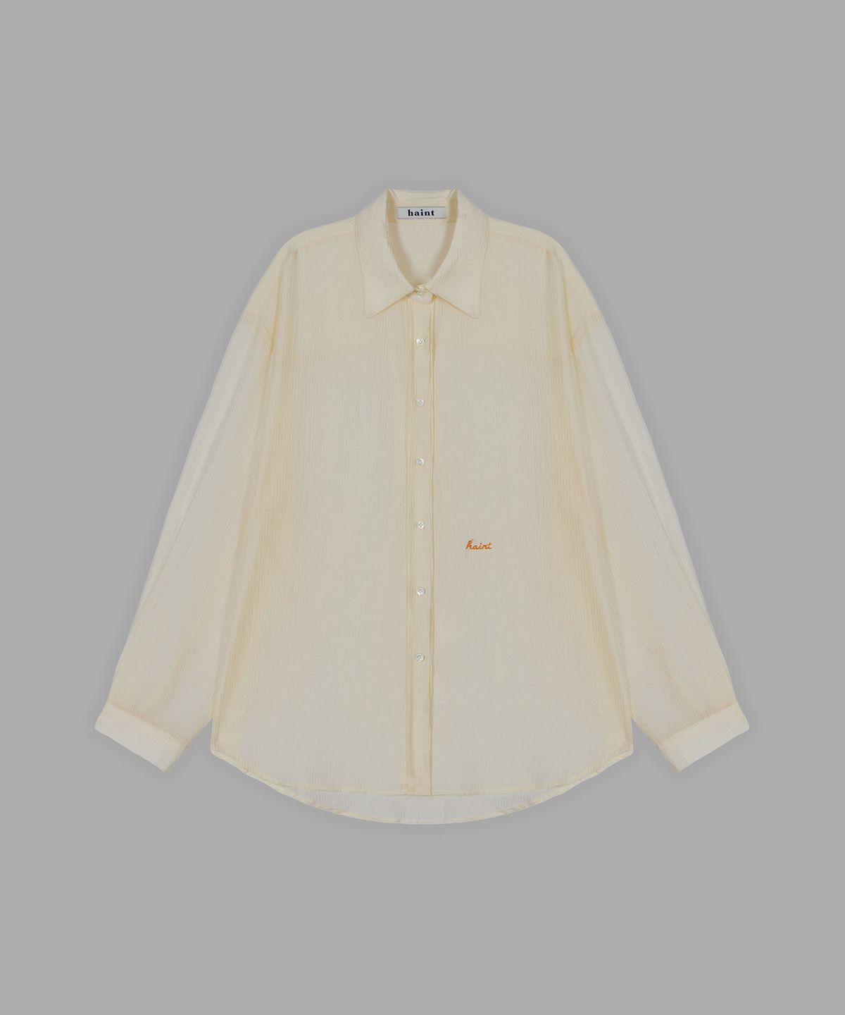 헤인트(HAINT) SOLIA SHEER EMBROIDERY OVERSIZE SHIRT 2COL_LIGHT YELLOW