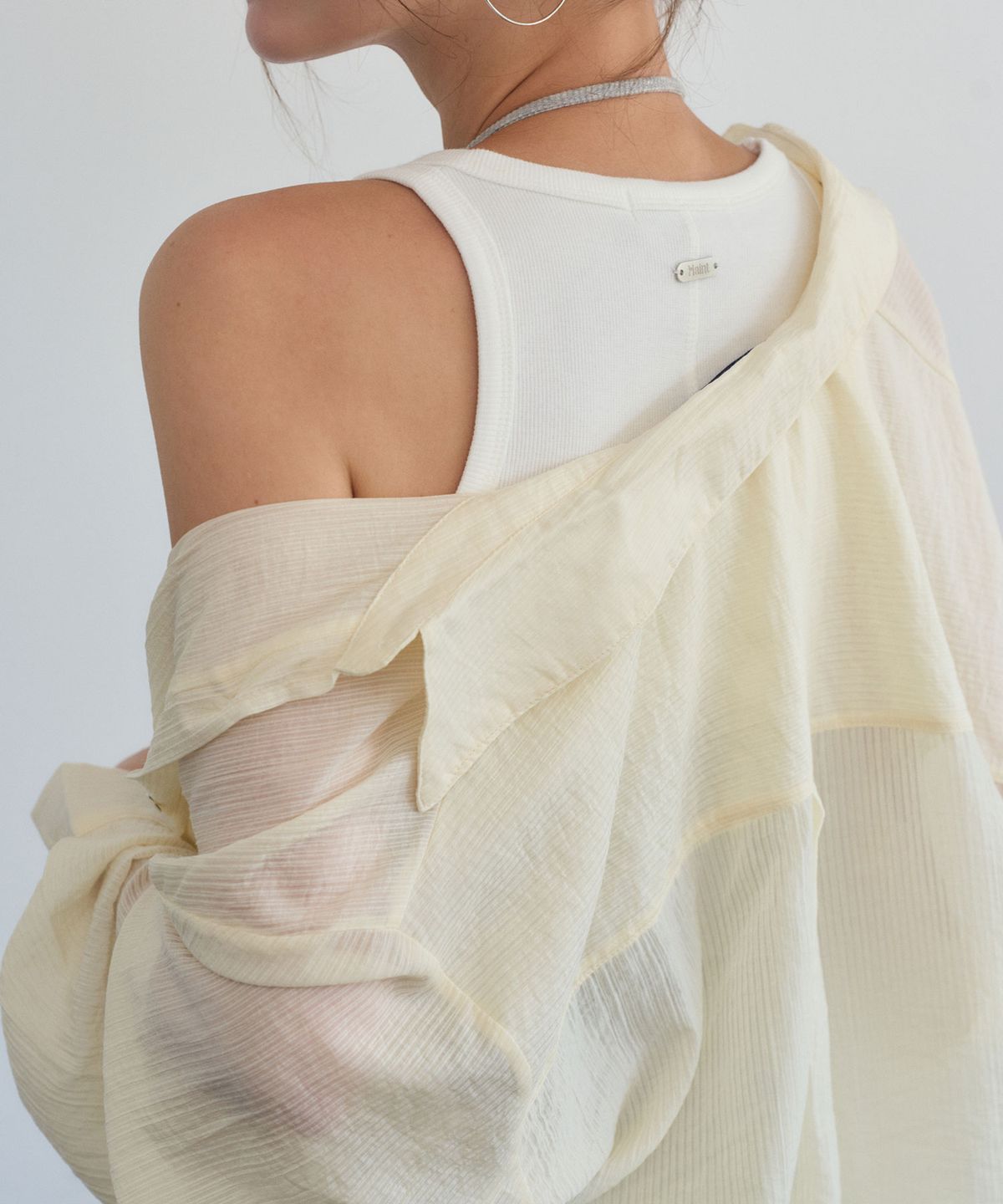 헤인트(HAINT) SOLIA SHEER EMBROIDERY OVERSIZE SHIRT 2COL_LIGHT YELLOW