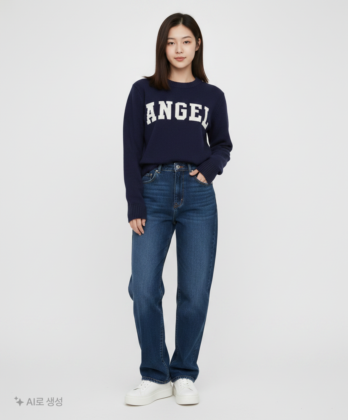 제너럴 아이디어(GENERAL IDEA) 엔젤 레터링 와펜 풀오버 [NAVY] / SBC4U05017 S