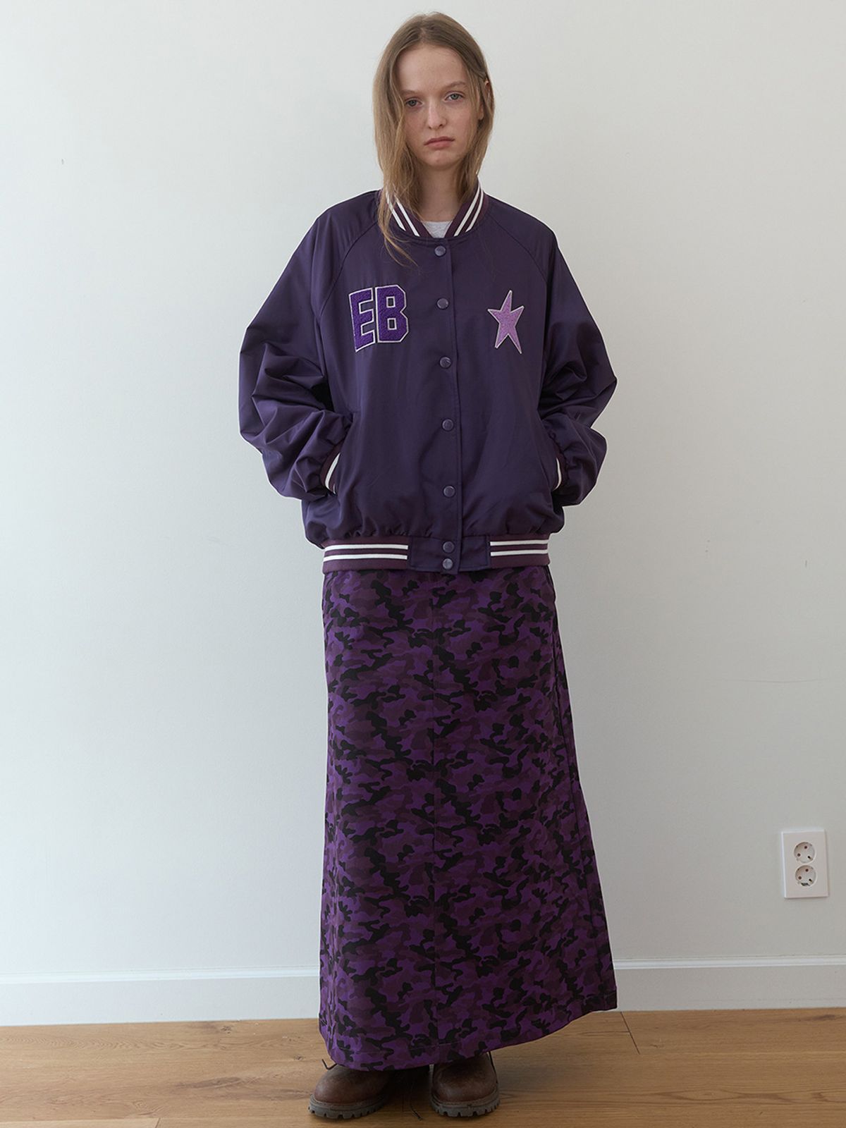 엔조 블루스(ENZO BLUES) 래글런 베이스볼 자켓 (Purple)