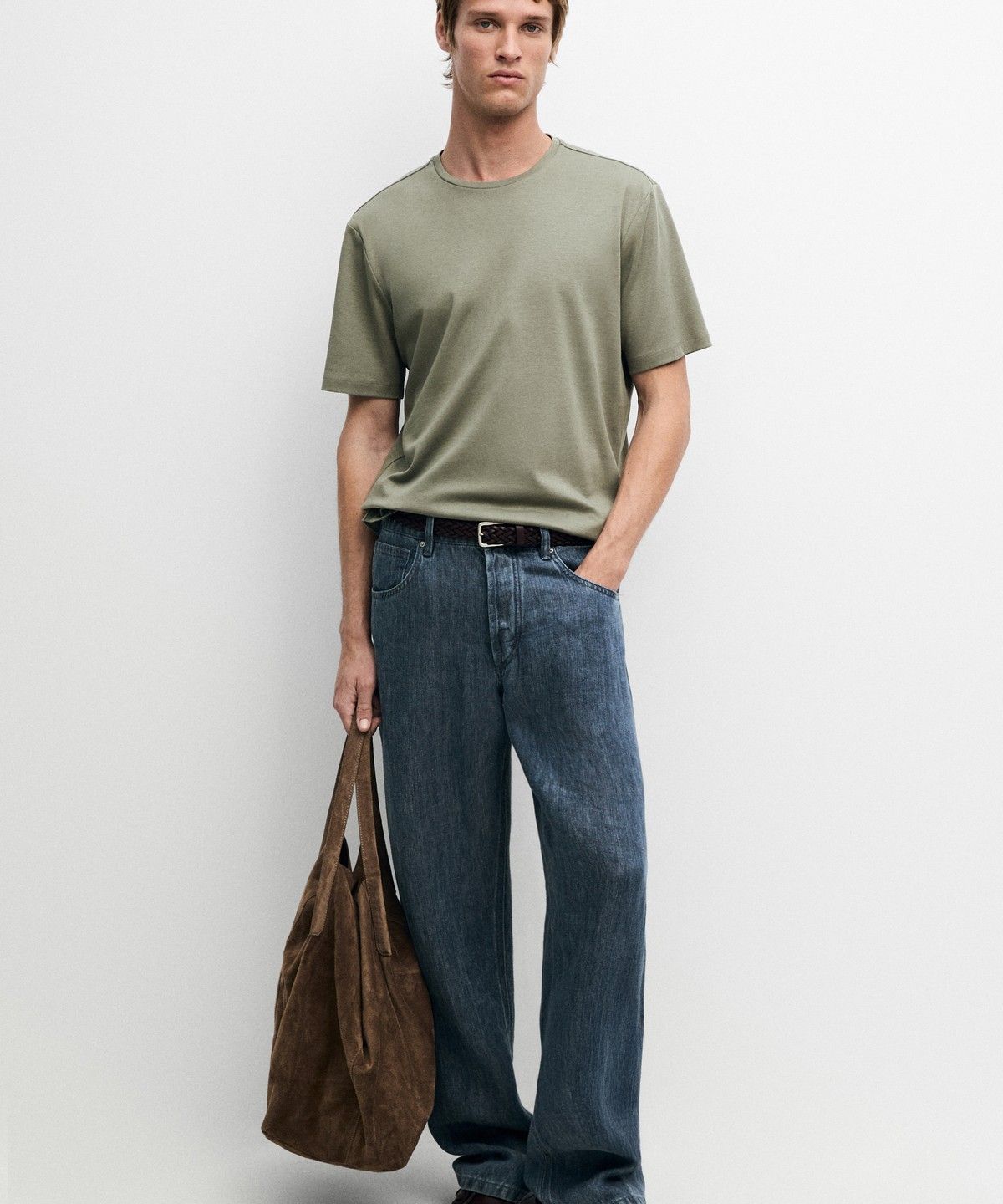 마시모두띠(MASSIMO DUTTI) 코튼 블렌드 반팔 티셔츠
