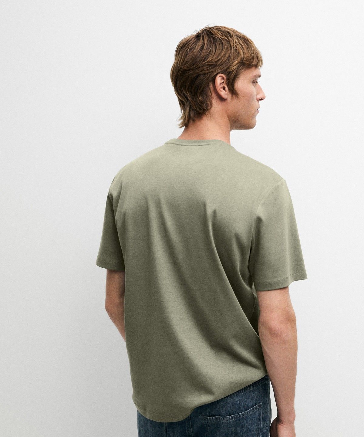 마시모두띠(MASSIMO DUTTI) 코튼 블렌드 반팔 티셔츠