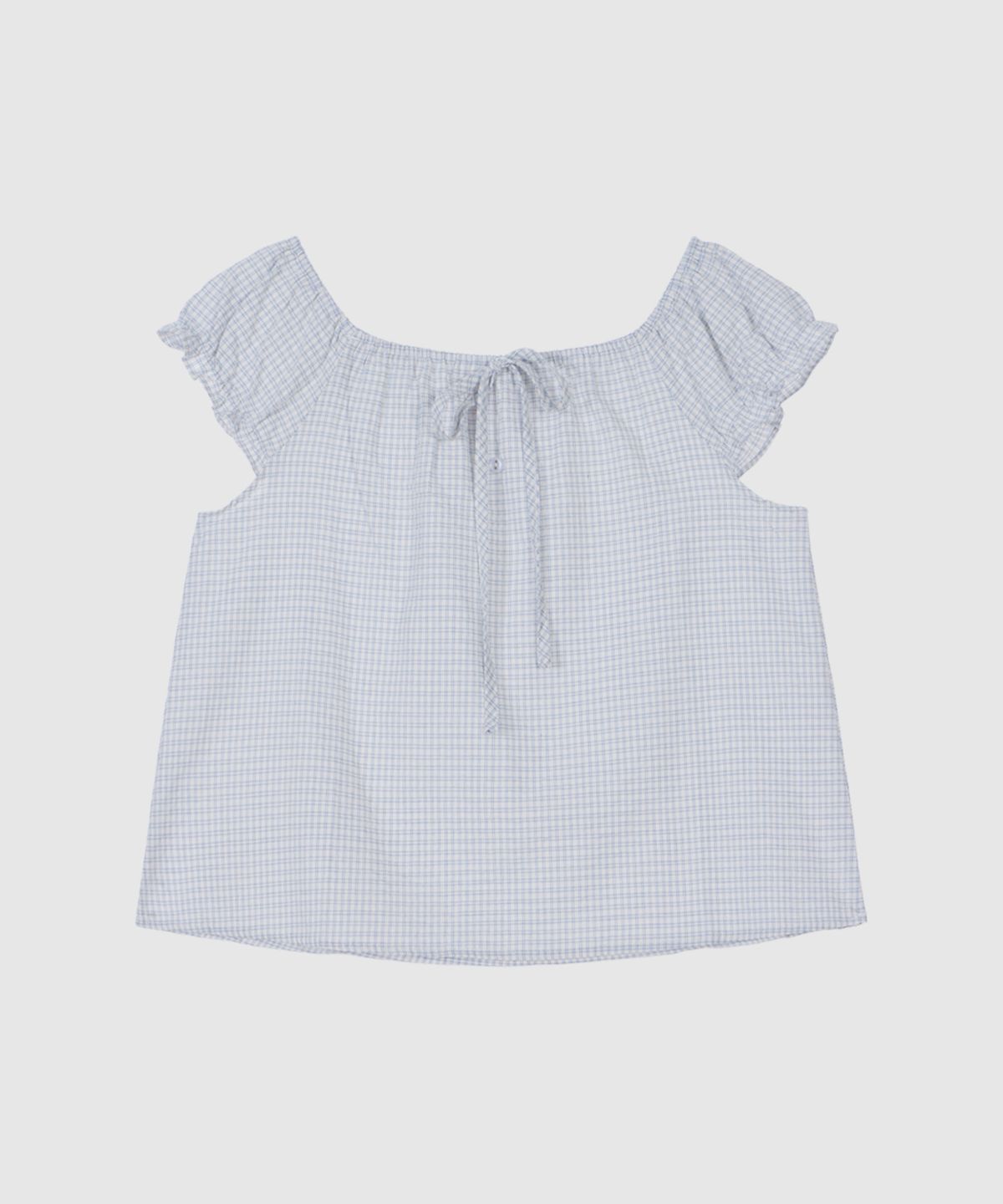 헤인트(HAINT) LUCET CHECK STRING BUTTON BLOUSE 2COL_LIGHT BLUE