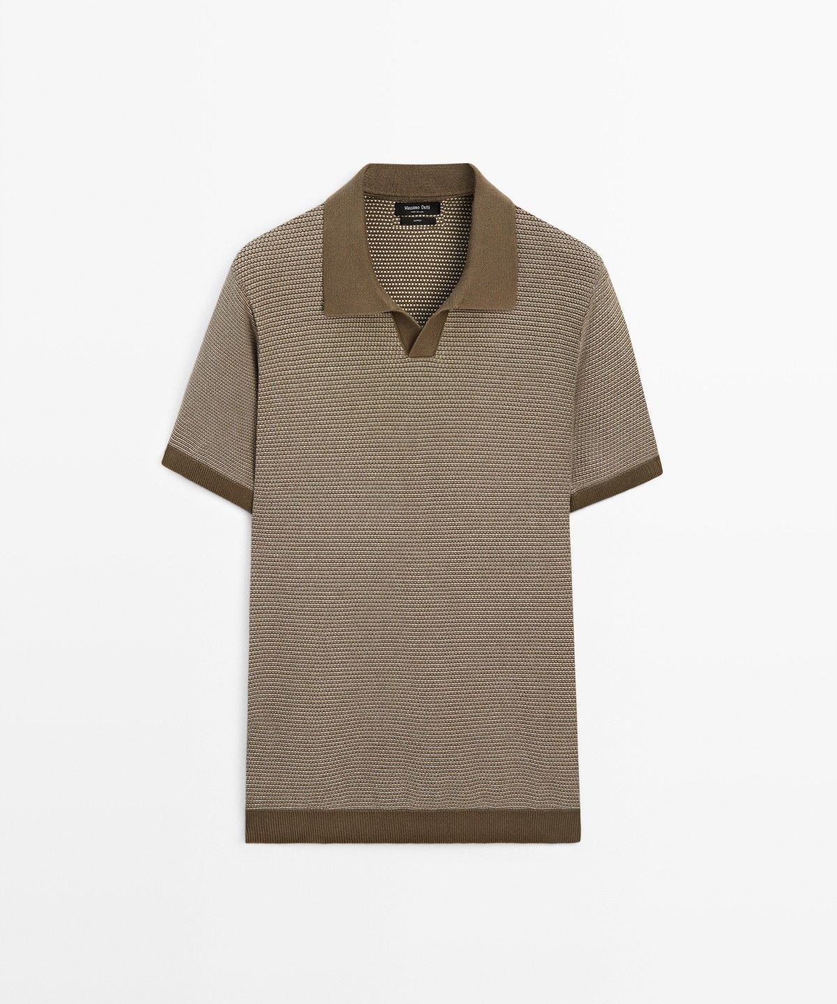 마시모두띠(MASSIMO DUTTI) 100% 코튼 콘트라스트 니트 폴로 스웨터