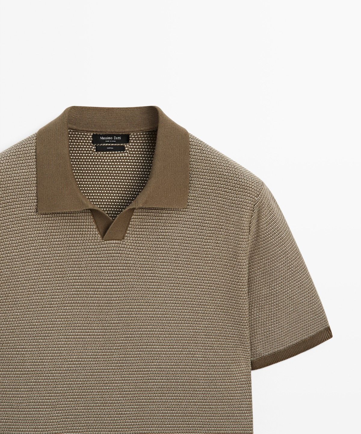 마시모두띠(MASSIMO DUTTI) 100% 코튼 콘트라스트 니트 폴로 스웨터