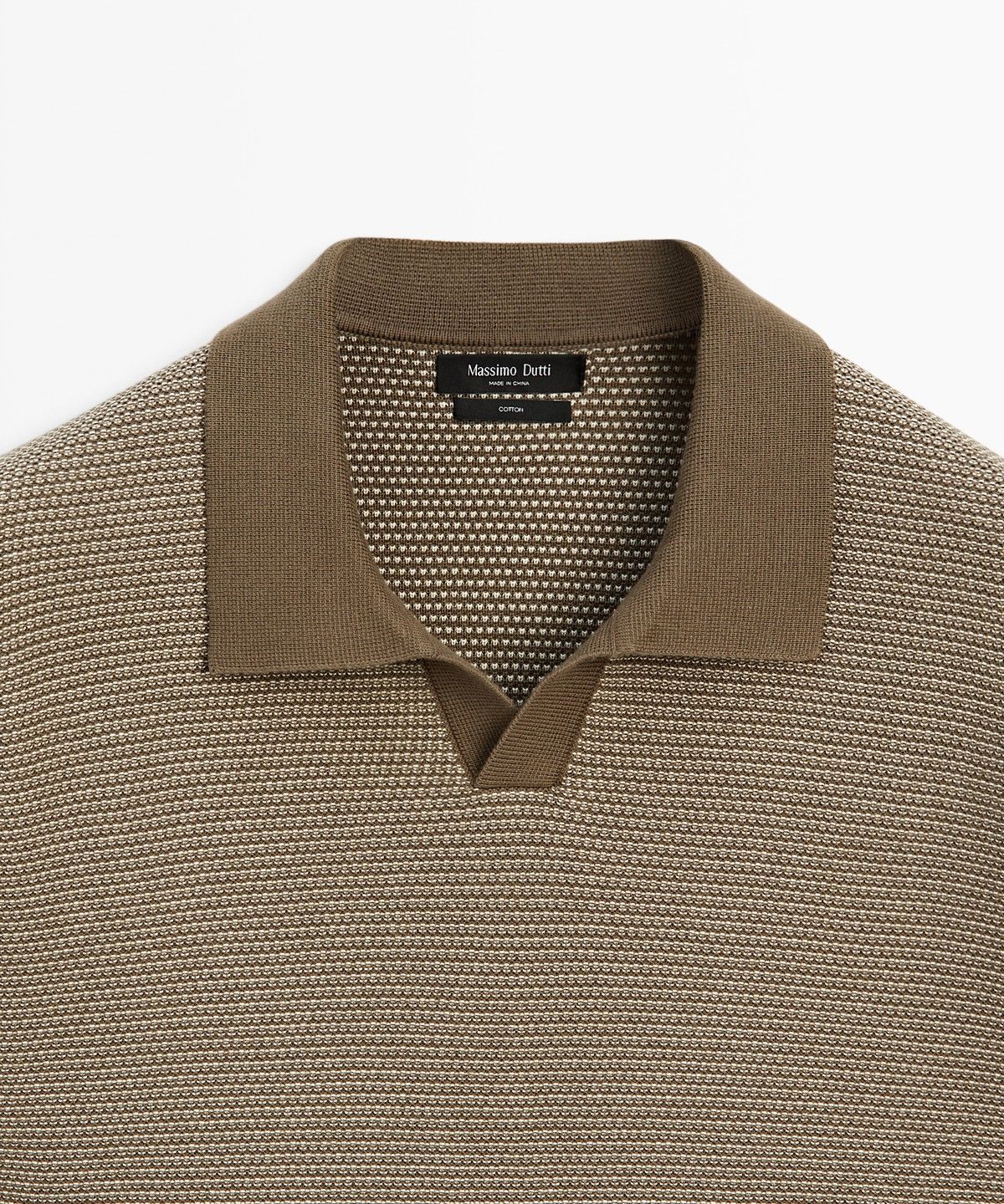 마시모두띠(MASSIMO DUTTI) 100% 코튼 콘트라스트 니트 폴로 스웨터