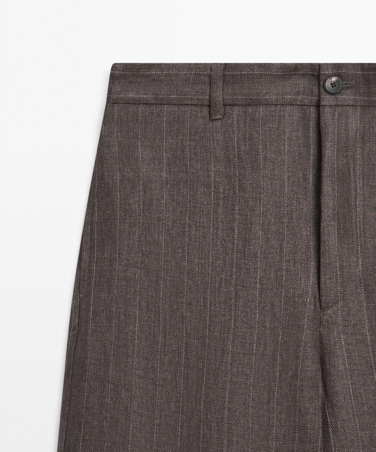 마시모두띠(MASSIMO DUTTI) 100% 린넨 스트라이프 스트레이트 핏 팬츠